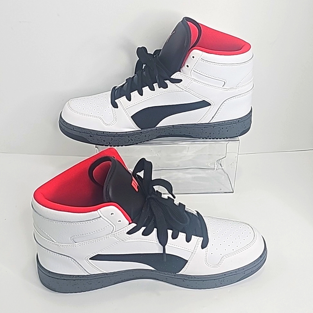 PUMA Rebound Layup Elevated (Men), Size 10, white, black, red